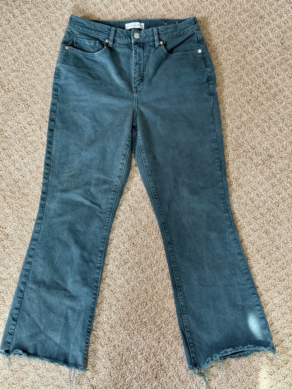 LOFT Jeans Size 27/4 Women's Kick Crop Raw Hem Jeans Raw Hem Blue/Green